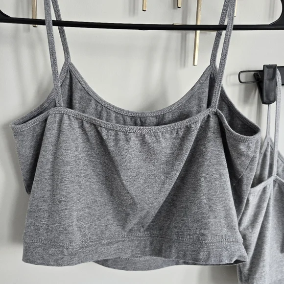 Two Piece Casual Gray Cropped Tank Tops - Picture 5 of 8